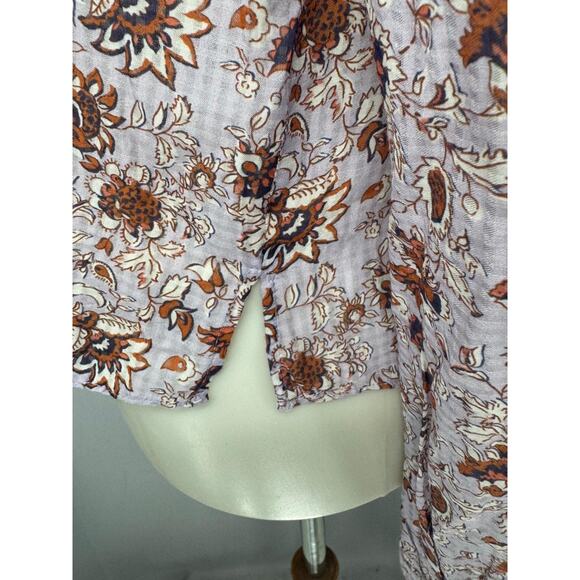 Veronica Beard Shirt Womens Medium Purple Floral Ruffle Long Sleeve Blouse - Picture 7 of 14